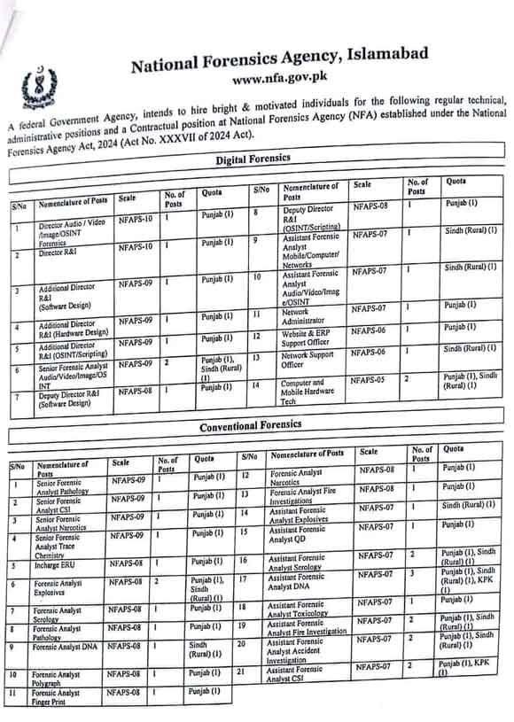 NFA Jobs advertisement 