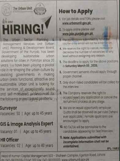  Urban Unit Jobs Advertisement Surveyors 