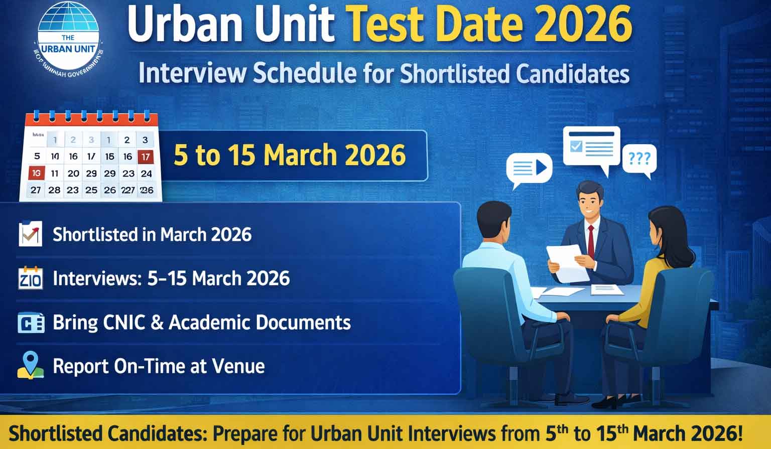 Urban Unit Test Date 2026