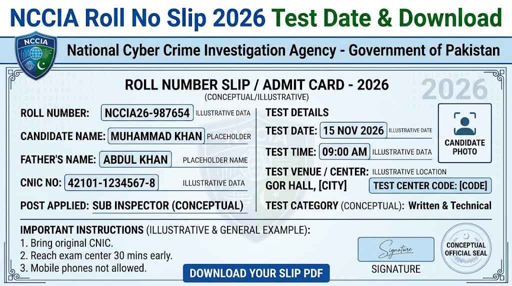 NCCIA Roll No Slip 2026 Test Date & Download